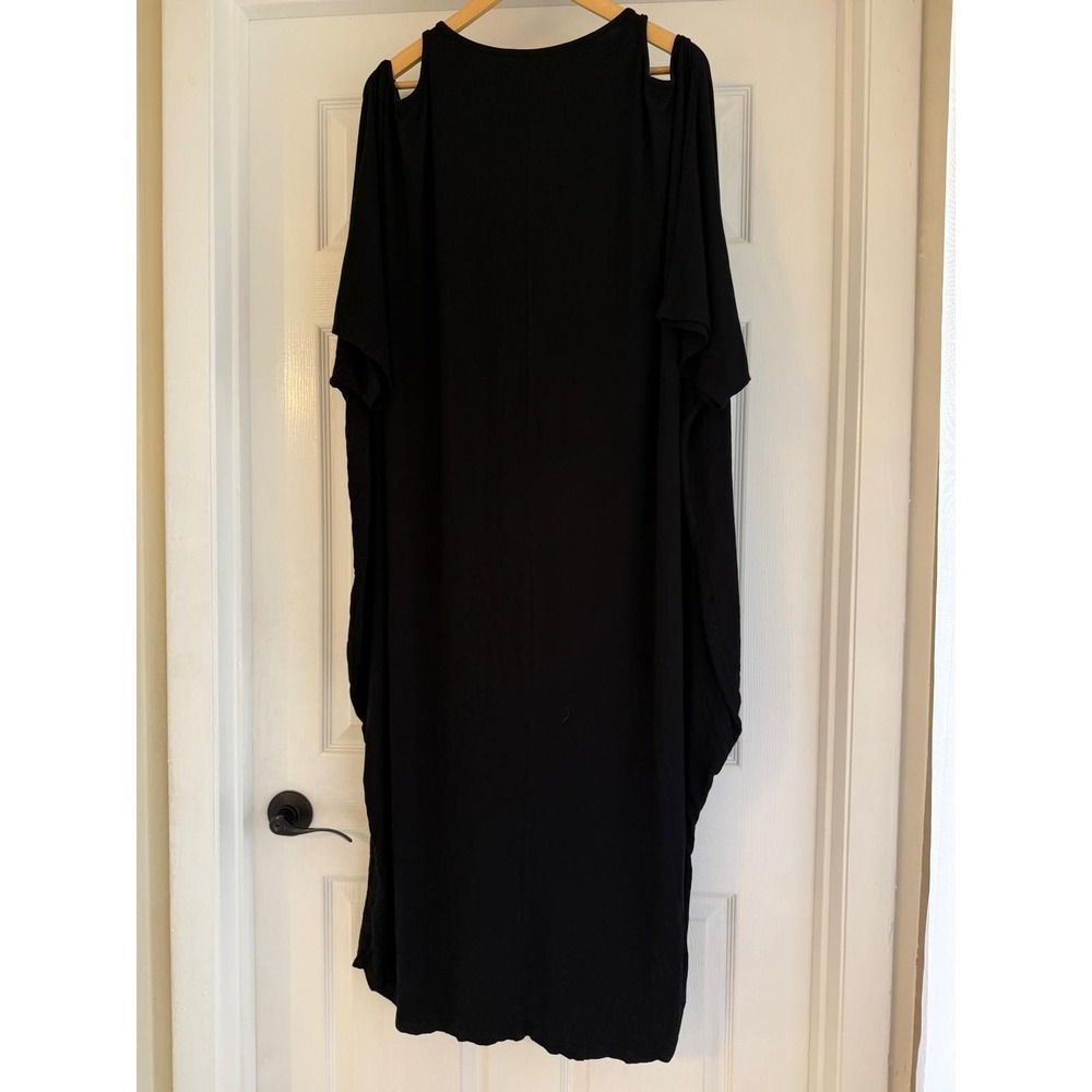 Verandah by Vina Womens Black Cold Shoulder Oversized Midi Kaftan Dress Viscose - Picture 5 of 8